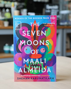 An image of the book cover for The Seven Moons of Maali Almeida by Shehan Karunatilaka